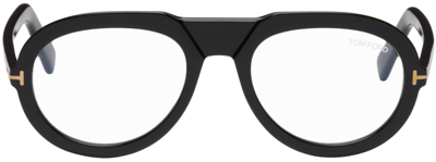 Tom Ford Black Round Glasses In 001 Black