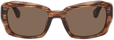 Dries Van Noten Tortoiseshell Linda Farrow Edition 73 C6 Sunglasses In Striped T-shell/matt
