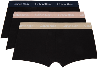 Calvin Klein Underwear Three-pack Black Low-rise Briefs In Black W Shoreline Wb