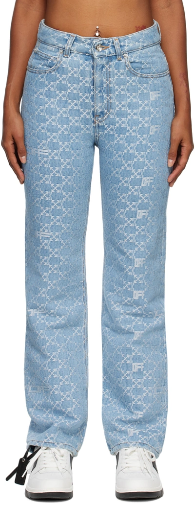 Off-white Light Blue Jacquard Jeans