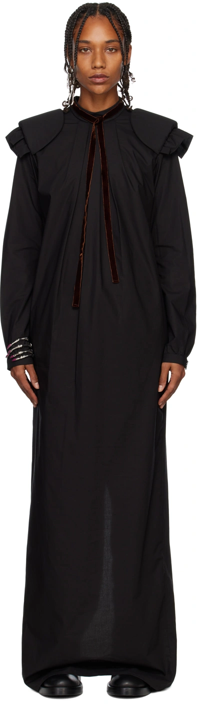 Raf Simons Black Shirt Maxi Dress In 0099 Black