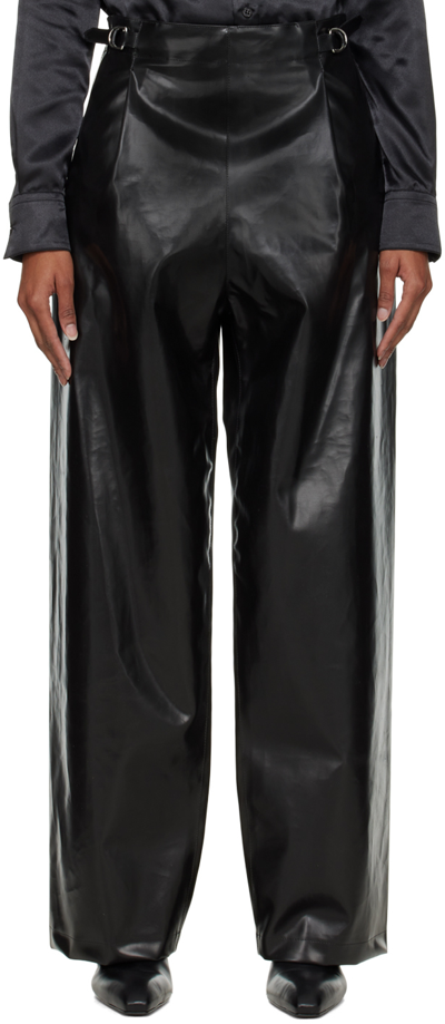Kwaidan Editions Wide Leg Faux Leather Trousers In Black