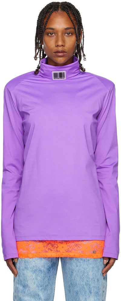 Vtmnts Purple Barcode Turtleneck In Lilac