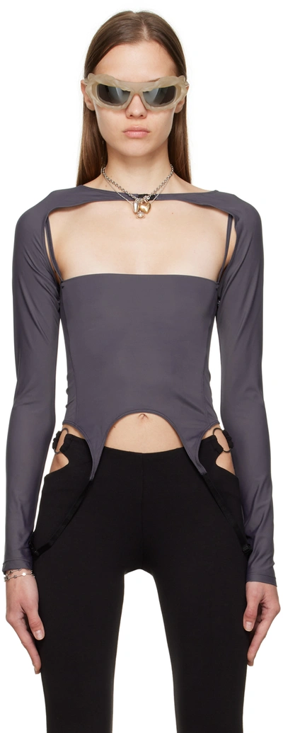 Miaou Phoenix Cut-out Stretch-woven Top In Charcoal