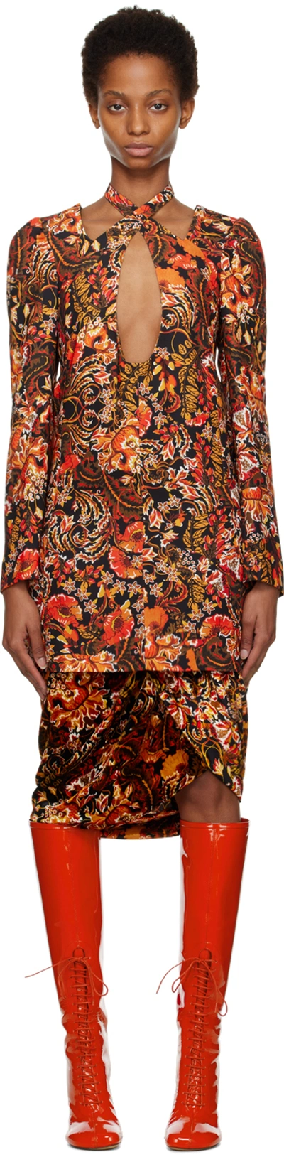 Dries Van Noten Orange Cutout Minidress In 353 Orange