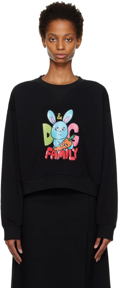 Dolce & Gabbana Croppped Sweatshirt With Gianpiero D Alessandro Print In Black