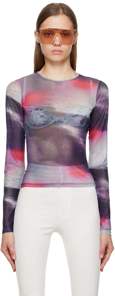 Miaou Multicolor Motion Long Sleeve T-shirt In Motion Pink