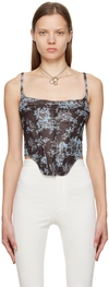 Miaou Brown & Blue Venus Corset In Chocolate Toile