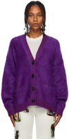 Acne Studios Mohair Wool Fluffy Cardigan In Violet Purple