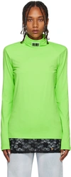 Vtmnts Green Barcode Turtleneck In Neon Green