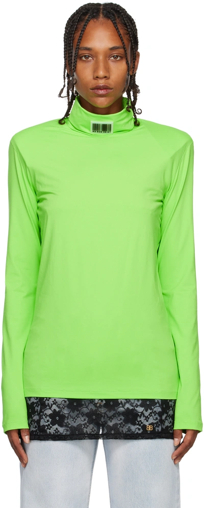 Vtmnts Green Barcode Turtleneck In Neon Green