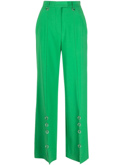 John Richmond Eyelet-detail High-waisted Trousers In Green