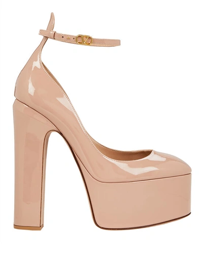 Valentino Garavani Patent Leather Ankle-strap Platform Pumps In Pink