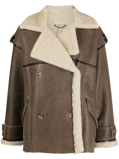 The Mannei Jordan Leather And Shearling Jacket In Brown