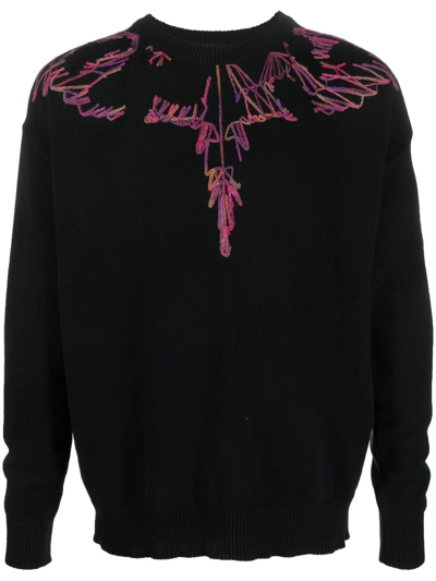 Marcelo Burlon County Of Milan Wings Knit Relax Slim Sweater In Black