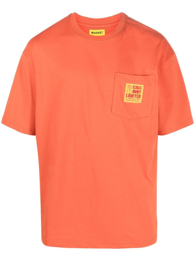 Market Graphic Print T-shirt In Orange