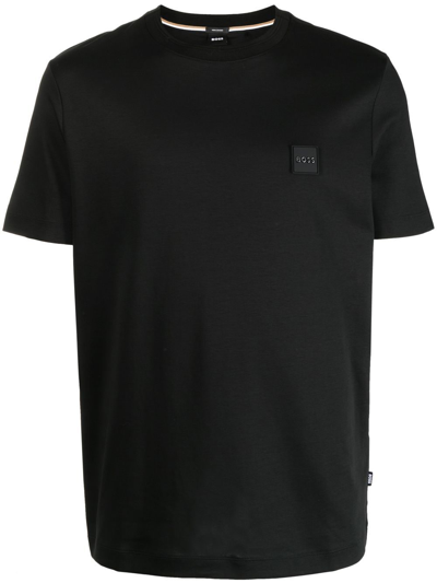 Hugo Boss Logo-patch Cotton T-shirt In Black