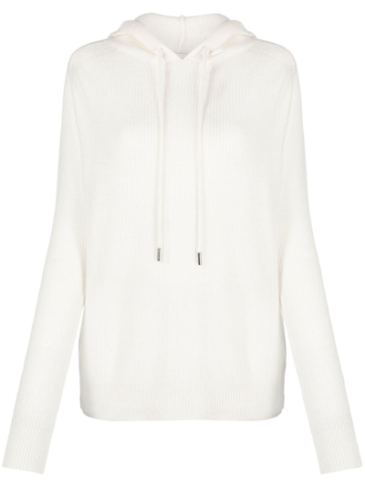 Moncler Drawstring Virgin Wool-cashmere Blend Hoodie In Bianco