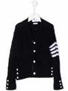 Thom Browne 4-bar Cable-knit Cotton Cardigan In Blue