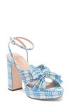 Loeffler Randall Natalia Platform Sandal In Blue/ Cream Plaid