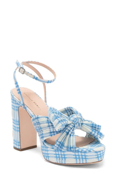 Loeffler Randall Natalia Platform Sandal In Blue/ Cream Plaid