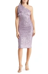 Love By Design Abby Sequin One-shoulder Minidress In Lavender Frost