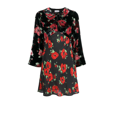Rixo London Malibu Floral-print Silk-blend Devoré-velvet And Crepe De Chine Mini Dress In Black