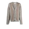 MFPEN GREY SPORT STRIPE TEXTURED CARDIGAN,AW221218470133