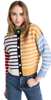 ALEX MILL STRIPED colourBLOCK CARDIGAN IN CASHMERE