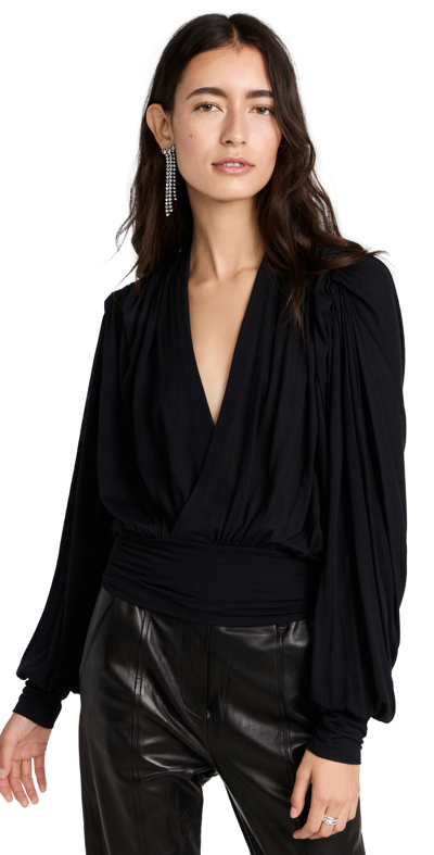 Iro Barba Crossover Ruched Top In Black