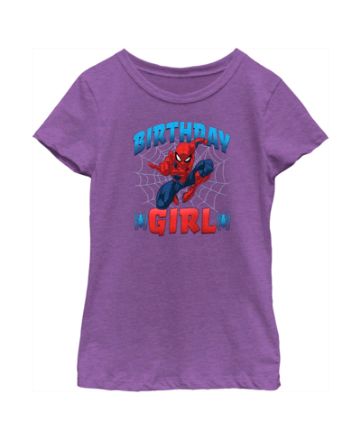 Marvel Kids' Girl's  Spider-man Birthday Girl Webbing Child T-shirt In Purple Berry