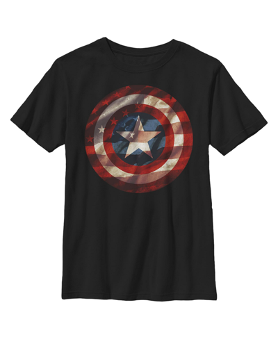 Marvel Boy's  Captain America Shield Flag Child T-shirt In Black