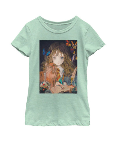 Warner Bros Kids' Girl's Harry Potter Hermione And Crookshanks Child T-shirt In Mint
