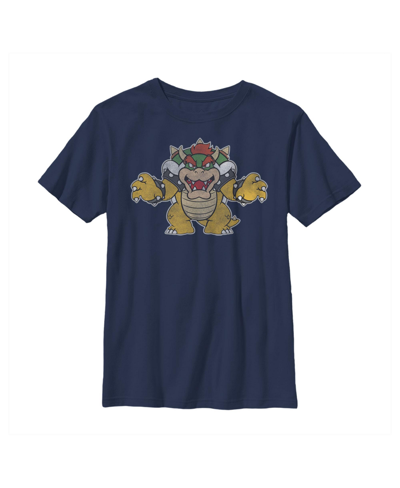 Nintendo Kids' Boy's  Bowser Child T-shirt In Navy Blue