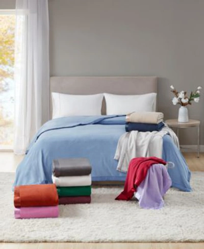Martha Stewart Collection Soft Fleece Blankets Created For Macys In Cinnamon