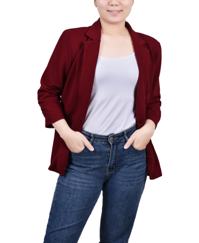 Ny Collection Petite 3/4 Sleeve Scuba Crepe Blazer In Red
