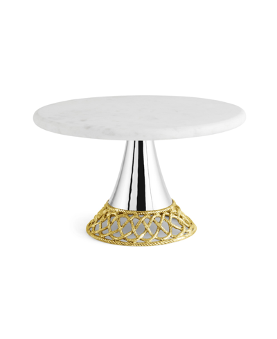 Michael Aram Love Knot Marble Cake Stand In Silver-tone
