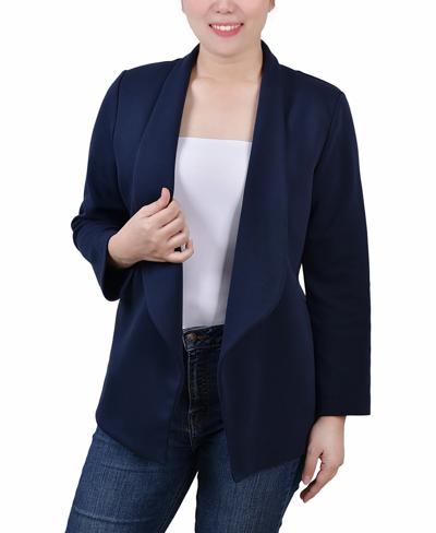 Ny Collection Women's 3/4 Sleeve Ponte Jacket In Navy
