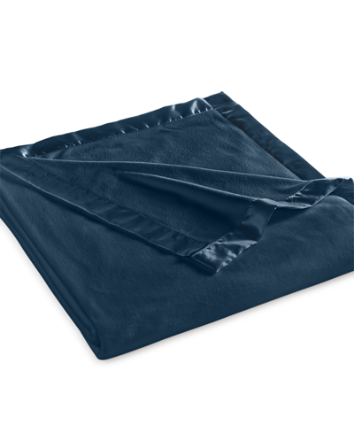 Martha Stewart Collection Soft Fleece Blanket, Twin, Created For Macy's In Deep Navy