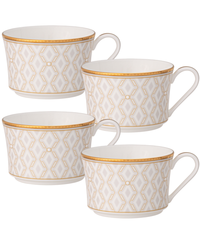 Noritake Noble Pearl Set Of 4 Cups, 7-1/2 Oz. In White And Gold