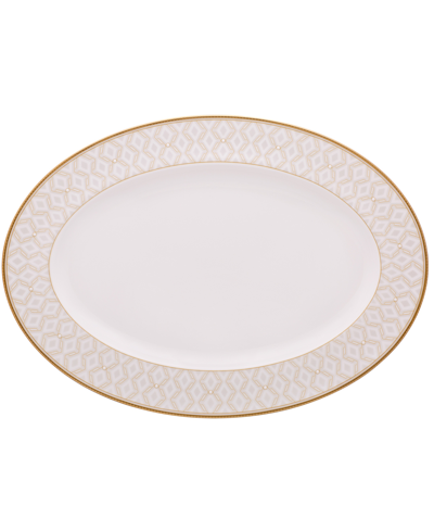 Noritake Noble Pearl Oval Platter, 16" In White And Gold