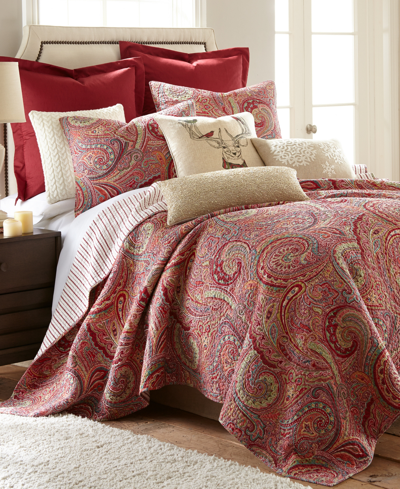 Levtex Spruce Coral Paisley Reversible Twin Quilt Set In Red