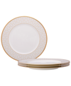 Noritake Noble Pearl Set Of 4 Dinner Plates, 11" In White And Gold