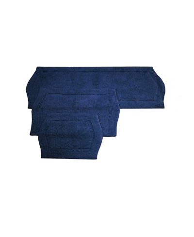 Home Weavers Waterford 3-pc. Bath Rug Set In Navy Blue