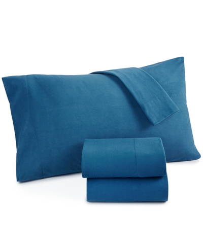 Shavel Micro Flannel Solid King 4-pc Sheet Set In Smokey Mt. Blue