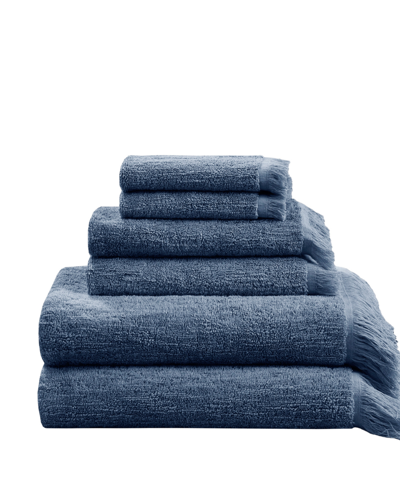 Ink & Ivy Nova Dobby Slub 6 Piece Cotton Towel Set Bedding In Navy