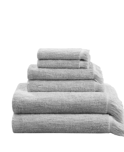 Ink & Ivy Nova Dobby Slub 6 Piece Cotton Towel Set Bedding In Gray