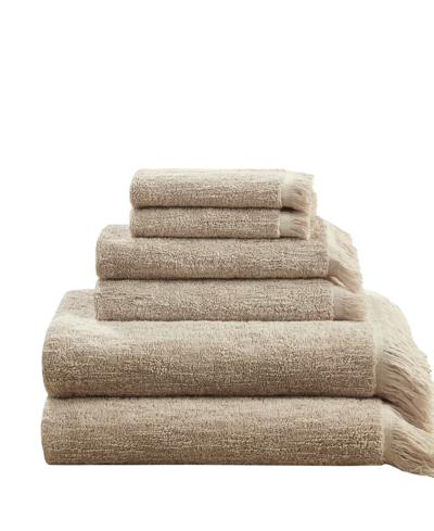 Ink & Ivy Nova Dobby Slub 6 Piece Cotton Towel Set Bedding In Taupe