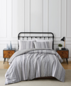 Truly Soft Kiel Stripe 3 Piece Flannel Comforter Set, Full/queen In Gray