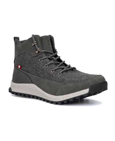 Reserved Footwear Magnus Mens Faux Leather Textured Hiking Boots In Grey